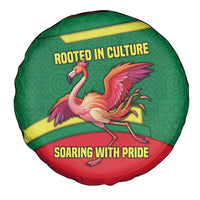 Senegal Spare Tire Cover with Flamingo Design and Rooted in Culture Slogan - Wonder Print Shop