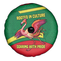 Senegal Spare Tire Cover with Flamingo Design and Rooted in Culture Slogan - Wonder Print Shop