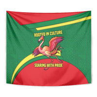 Senegal Tapestry with Flamingo Design and Rooted in Culture Slogan - Wonder Print Shop