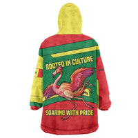 Senegal Wearable Blanket Hoodie with Flamingo Design and Rooted in Culture Slogan - Wonder Print Shop