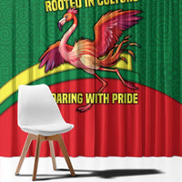 Senegal Window Curtain with Flamingo Design and Rooted in Culture Slogan - Wonder Print Shop