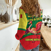 Senegal Women Casual Shirt with Flamingo Design and Rooted in Culture Slogan - Wonder Print Shop
