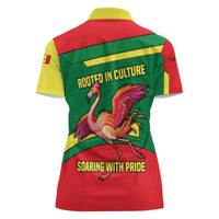 Senegal Women Polo Shirt with Flamingo Design and Rooted in Culture Slogan - Wonder Print Shop
