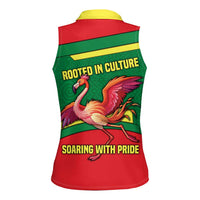 Senegal Women Sleeveless Polo Shirt with Flamingo Design and Rooted in Culture Slogan - Wonder Print Shop