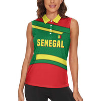 Senegal Women Sleeveless Polo Shirt with Flamingo Design and Rooted in Culture Slogan - Wonder Print Shop
