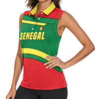 Senegal Women Sleeveless Polo Shirt with Flamingo Design and Rooted in Culture Slogan - Wonder Print Shop