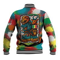 Senegal Baseball Jacket with Colorful Wildlife Graffiti and Nature Rises Roars Design - Wonder Print Shop