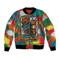 Senegal Bomber Jacket with Colorful Wildlife Graffiti and Nature Rises Roars Design - Wonder Print Shop