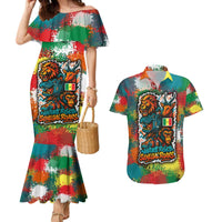 Senegal Couples Matching Mermaid Dress and Hawaiian Shirt with Colorful Wildlife Graffiti and Nature Rises Roars Design - Wonder Print Shop