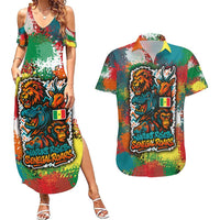 Senegal Couples Matching Summer Maxi Dress and Hawaiian Shirt with Colorful Wildlife Graffiti and Nature Rises Roars Design - Wonder Print Shop