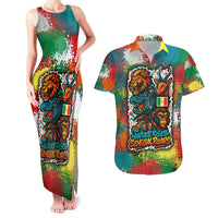 Senegal Couples Matching Tank Maxi Dress and Hawaiian Shirt with Colorful Wildlife Graffiti and Nature Rises Roars Design - Wonder Print Shop