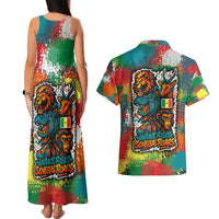 Senegal Couples Matching Tank Maxi Dress and Hawaiian Shirt with Colorful Wildlife Graffiti and Nature Rises Roars Design - Wonder Print Shop