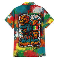 Senegal Family Matching Off Shoulder Maxi Dress and Hawaiian Shirt with Colorful Wildlife Graffiti and Nature Rises Roars Design - Wonder Print Shop