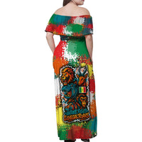 Senegal Family Matching Off Shoulder Maxi Dress and Hawaiian Shirt with Colorful Wildlife Graffiti and Nature Rises Roars Design - Wonder Print Shop