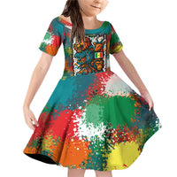 Senegal Family Matching Off Shoulder Short Dress and Hawaiian Shirt with Colorful Wildlife Graffiti and Nature Rises Roars Design - Wonder Print Shop