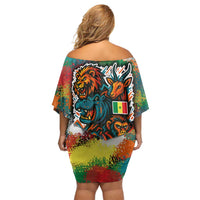 Senegal Family Matching Off Shoulder Short Dress and Hawaiian Shirt with Colorful Wildlife Graffiti and Nature Rises Roars Design - Wonder Print Shop