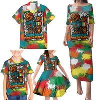 Senegal Family Matching Puletasi and Hawaiian Shirt with Colorful Wildlife Graffiti and Nature Rises Roars Design - Wonder Print Shop