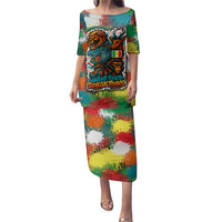 Senegal Family Matching Puletasi and Hawaiian Shirt with Colorful Wildlife Graffiti and Nature Rises Roars Design - Wonder Print Shop