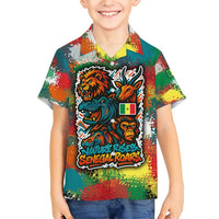Senegal Family Matching Short Sleeve Bodycon Dress and Hawaiian Shirt with Colorful Wildlife Graffiti and Nature Rises Roars Design - Wonder Print Shop