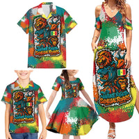 Senegal Family Matching Summer Maxi Dress and Hawaiian Shirt with Colorful Wildlife Graffiti and Nature Rises Roars Design - Wonder Print Shop