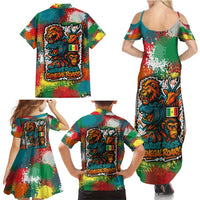 Senegal Family Matching Summer Maxi Dress and Hawaiian Shirt with Colorful Wildlife Graffiti and Nature Rises Roars Design - Wonder Print Shop