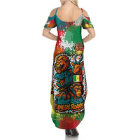Senegal Family Matching Summer Maxi Dress and Hawaiian Shirt with Colorful Wildlife Graffiti and Nature Rises Roars Design - Wonder Print Shop