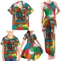 Senegal Family Matching Tank Maxi Dress and Hawaiian Shirt with Colorful Wildlife Graffiti and Nature Rises Roars Design - Wonder Print Shop