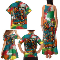 Senegal Family Matching Tank Maxi Dress and Hawaiian Shirt with Colorful Wildlife Graffiti and Nature Rises Roars Design - Wonder Print Shop