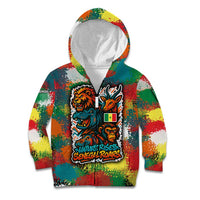 Senegal Kid Hoodie with Colorful Wildlife Graffiti and Nature Rises Roars Design - Wonder Print Shop