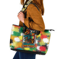 Senegal Leather Tote Bag with Colorful Wildlife Graffiti and Nature Rises Roars Design - Wonder Print Shop