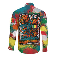 Senegal Long Sleeve Button Shirt with Colorful Wildlife Graffiti and Nature Rises Roars Design - Wonder Print Shop