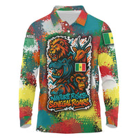 Senegal Long Sleeve Polo Shirt with Colorful Wildlife Graffiti and Nature Rises Roars Design - Wonder Print Shop