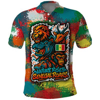 Senegal Polo Shirt with Colorful Wildlife Graffiti and Nature Rises Roars Design - Wonder Print Shop