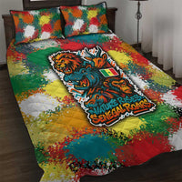 Senegal Quilt Bed Set with Colorful Wildlife Graffiti and Nature Rises Roars Design - Wonder Print Shop