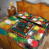 Senegal Quilt Bed Set with Colorful Wildlife Graffiti and Nature Rises Roars Design - Wonder Print Shop