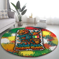 Senegal Round Carpet with Colorful Wildlife Graffiti and Nature Rises Roars Design - Wonder Print Shop