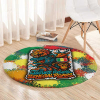 Senegal Round Carpet with Colorful Wildlife Graffiti and Nature Rises Roars Design - Wonder Print Shop