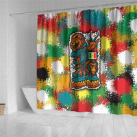 Senegal Shower Curtain with Colorful Wildlife Graffiti and Nature Rises Roars Design - Wonder Print Shop