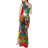 Senegal Tank Maxi Dress with Colorful Wildlife Graffiti and Nature Rises Roars Design - Wonder Print Shop