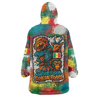 Senegal Wearable Blanket Hoodie with Colorful Wildlife Graffiti and Nature Rises Roars Design - Wonder Print Shop