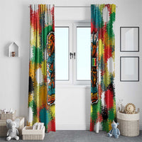 Senegal Window Curtain with Colorful Wildlife Graffiti and Nature Rises Roars Design - Wonder Print Shop