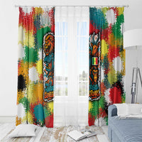 Senegal Window Curtain with Colorful Wildlife Graffiti and Nature Rises Roars Design - Wonder Print Shop