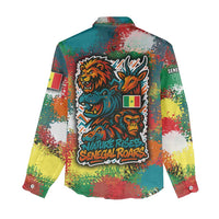 Senegal Women Casual Shirt with Colorful Wildlife Graffiti and Nature Rises Roars Design - Wonder Print Shop