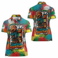 Senegal Women Polo Shirt with Colorful Wildlife Graffiti and Nature Rises Roars Design - Wonder Print Shop
