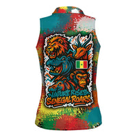 Senegal Women Sleeveless Polo Shirt with Colorful Wildlife Graffiti and Nature Rises Roars Design - Wonder Print Shop