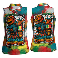 Senegal Women Sleeveless Polo Shirt with Colorful Wildlife Graffiti and Nature Rises Roars Design - Wonder Print Shop