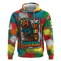 Senegal Zip Hoodie with Colorful Wildlife Graffiti and Nature Rises Roars Design - Wonder Print Shop