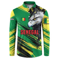 Senegal Button Sweatshirt with Bold Eagle Graphic and Brushstroke Flag Colors Design - Wonder Print Shop
