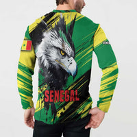 Senegal Button Sweatshirt with Bold Eagle Graphic and Brushstroke Flag Colors Design - Wonder Print Shop