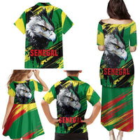 Senegal Family Matching Puletasi and Hawaiian Shirt with Bold Eagle Graphic and Brushstroke Flag Colors Design - Wonder Print Shop